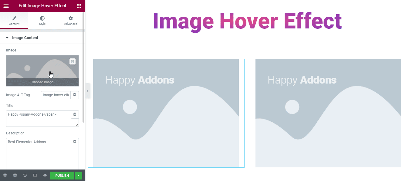 Add images and hover effect