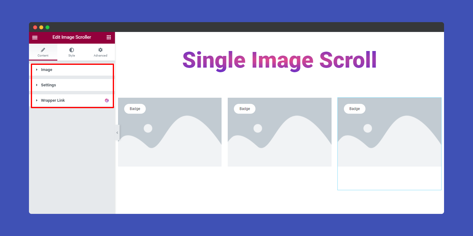 Content of Image Scroller