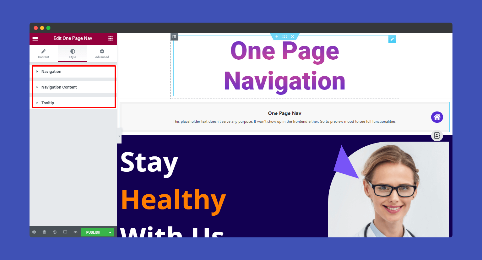 Default Style one page navigation