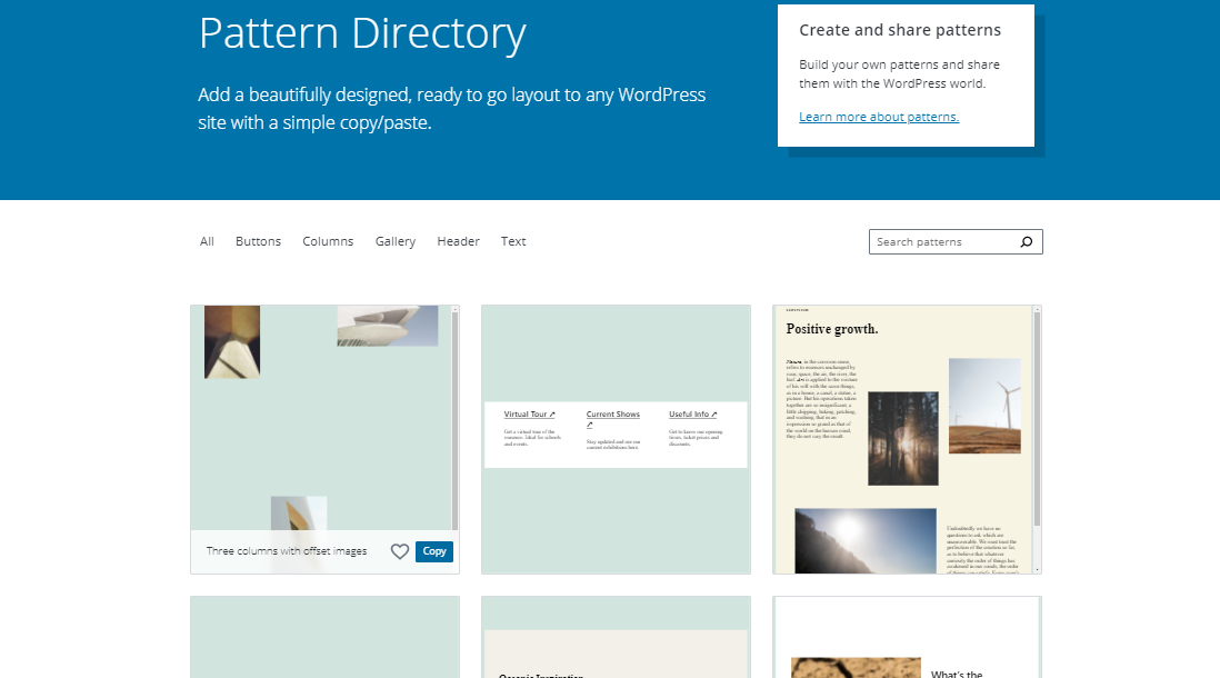 WordPress Block Pattern Directory