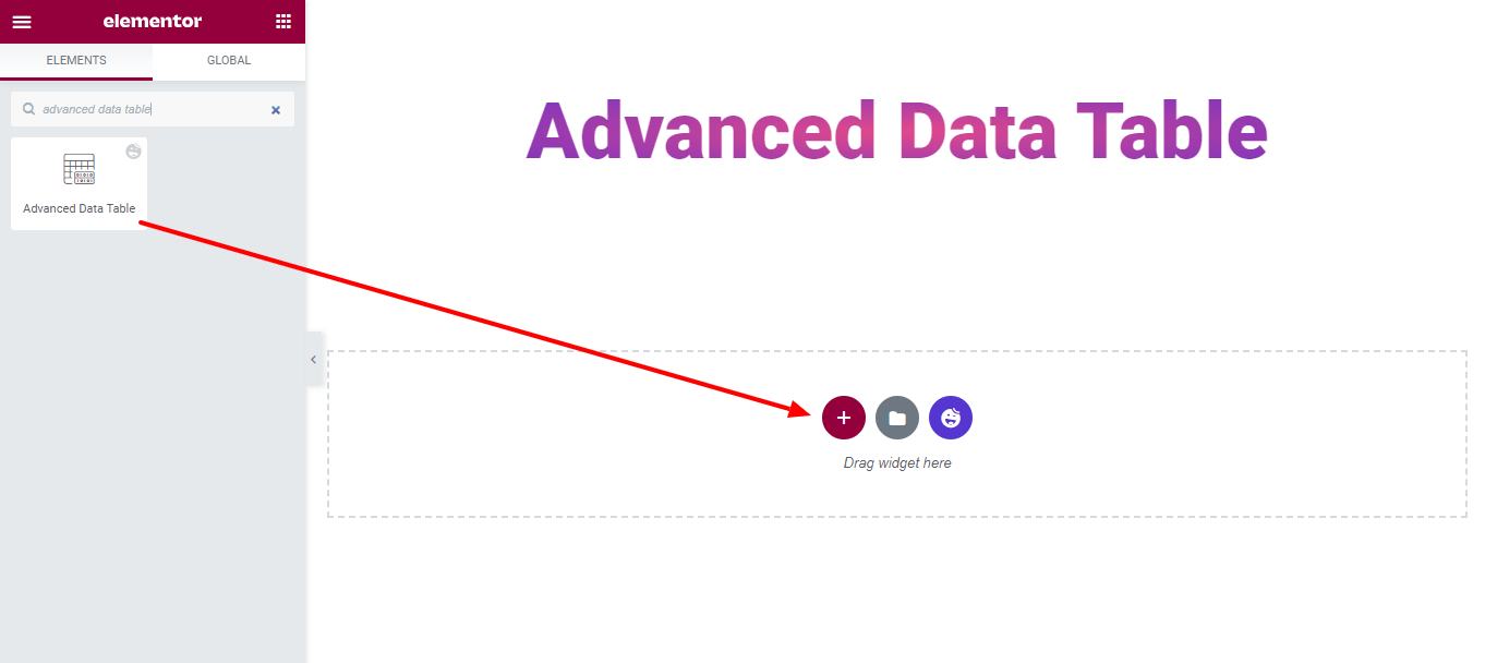 Add Happy Addons 'Advanced Data Table’ Widget to Your Web Page