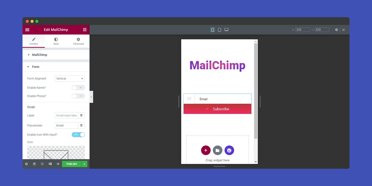 Vertical Form MailChimp