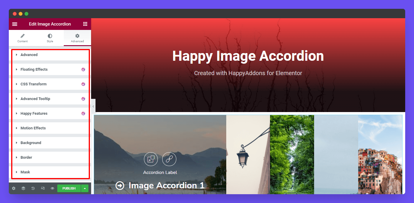 Advanced Image Accordion