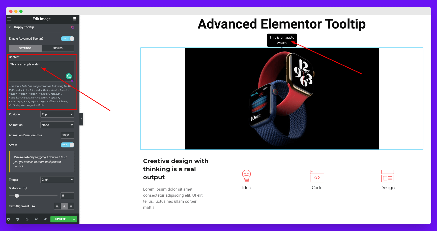 将文本添加到 Elementor 工具提示