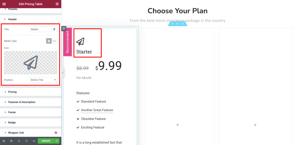 Create Pricing Table Using Happy Addons Widget - Happy Addons