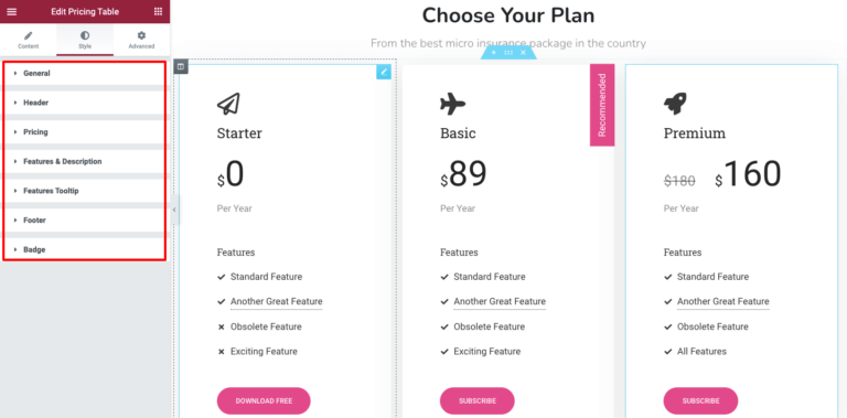 Create Pricing Table Using Happy Addons Widget - Happy Addons