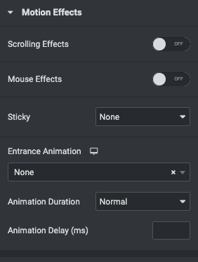 Elementor Motion effect