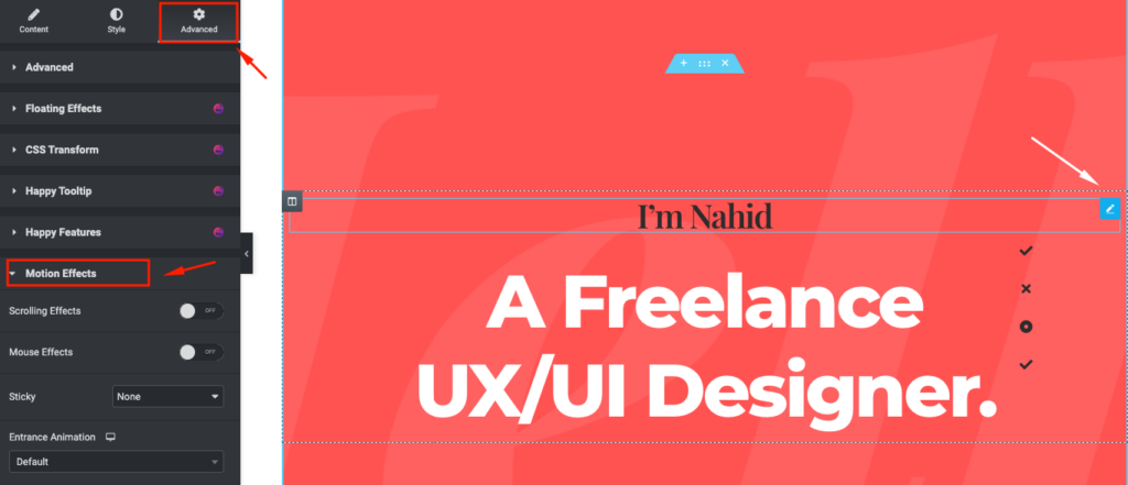 How To Create a Parallax Effect On Your WordPress Site Using Elementor 14 Applying Motion effects