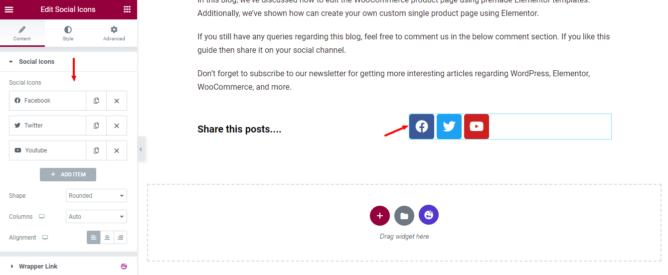 Add Social Share Widget