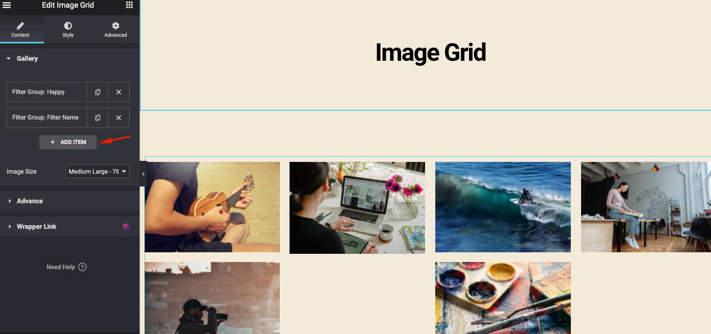 Image grid settings
