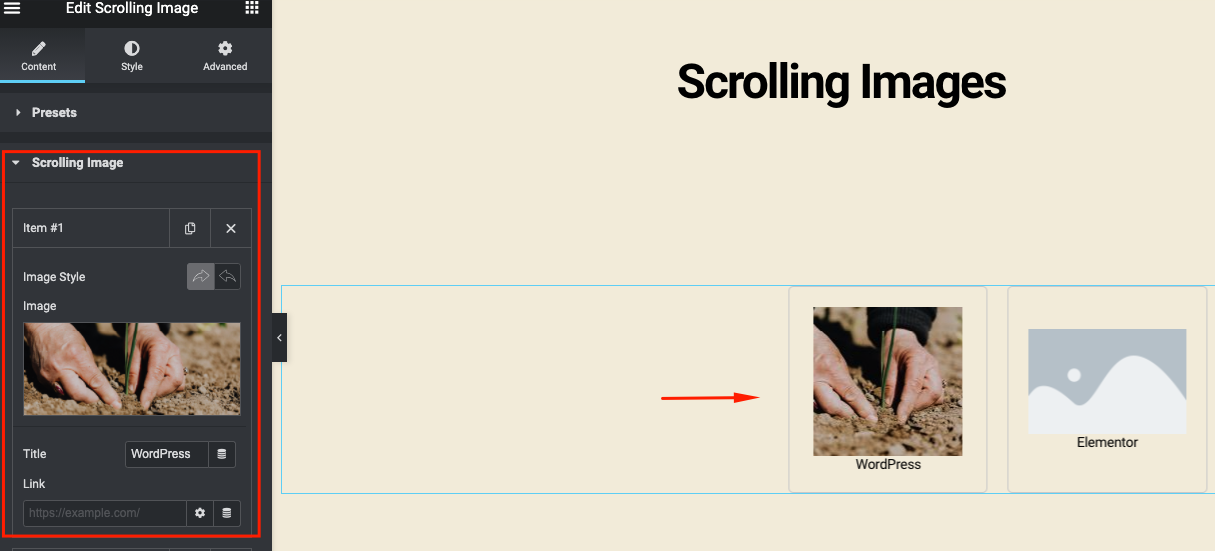 Add images to the scrolling images