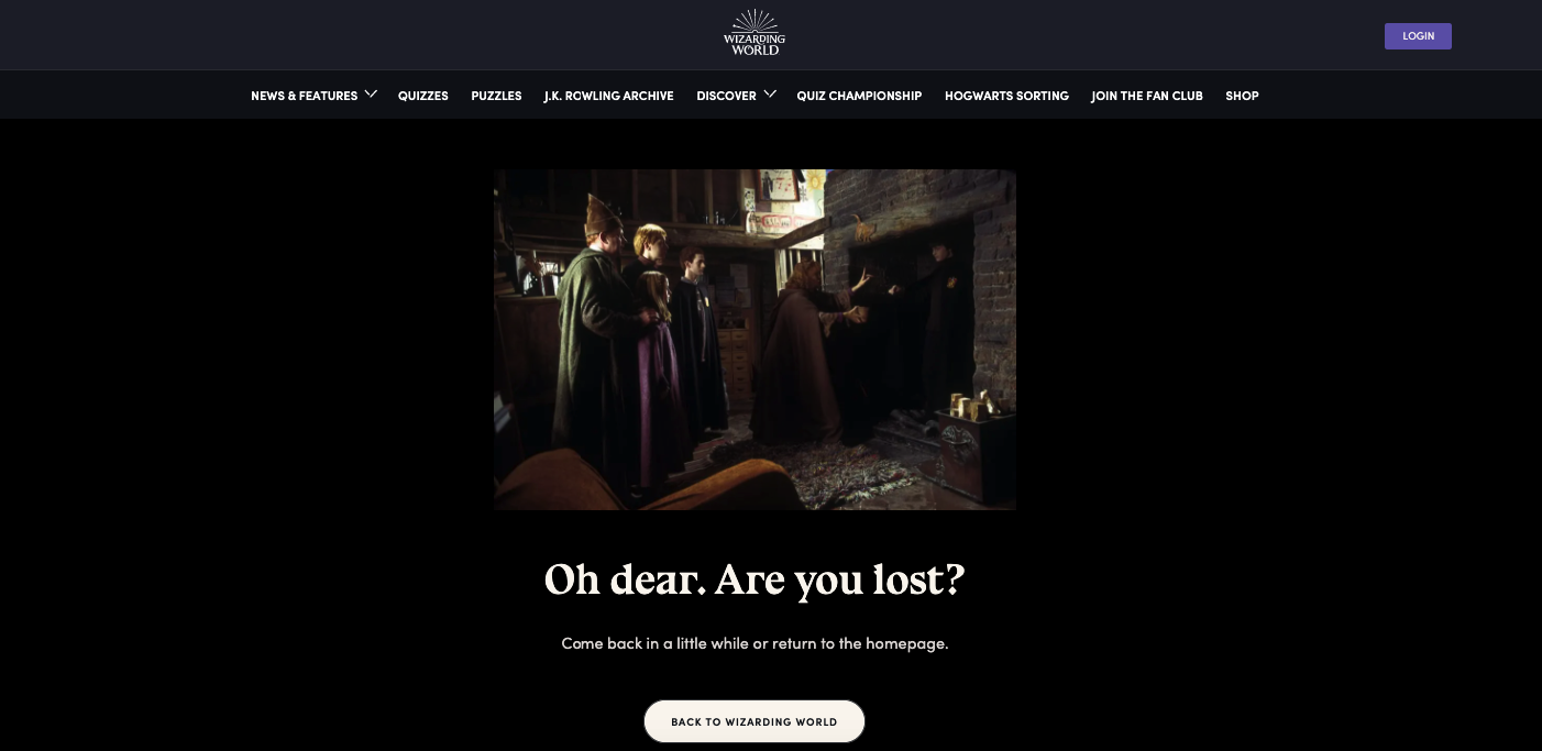 404 page Wizarding World