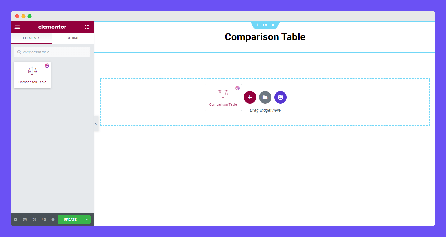 Add Comparison Table Widget