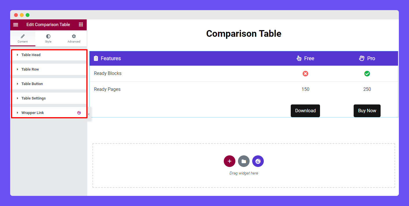 Content Comparison Table