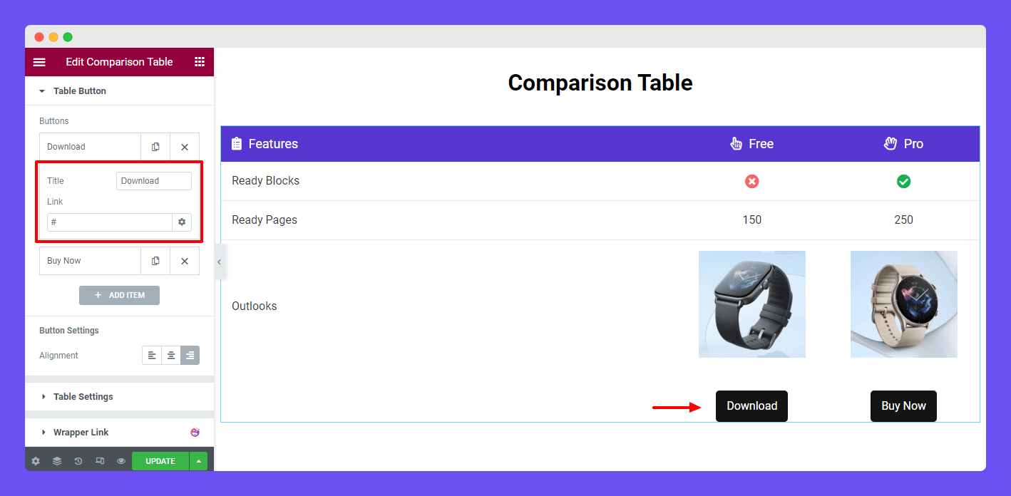 Content Table Button