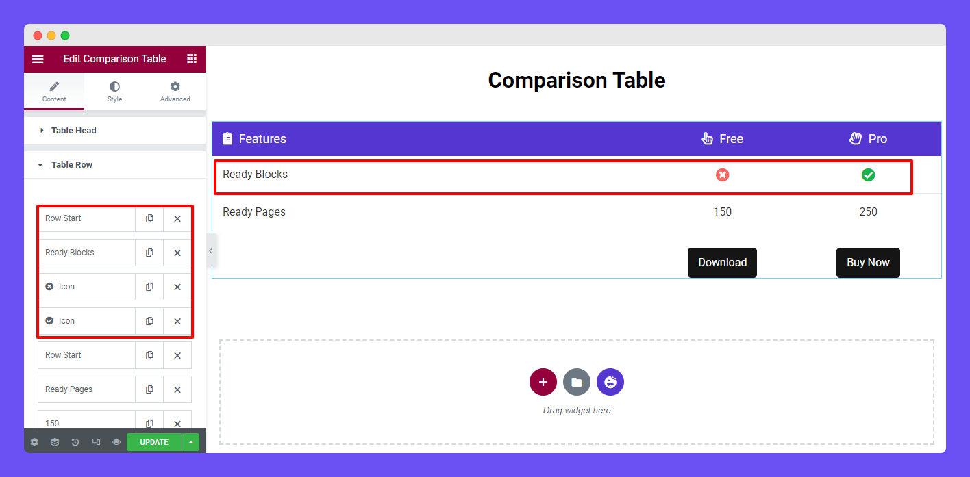 Content Table Row