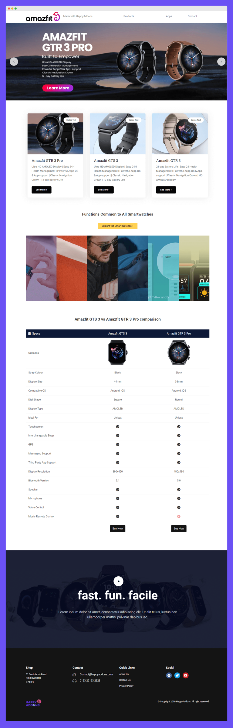 Comparison Table - HappyAddons