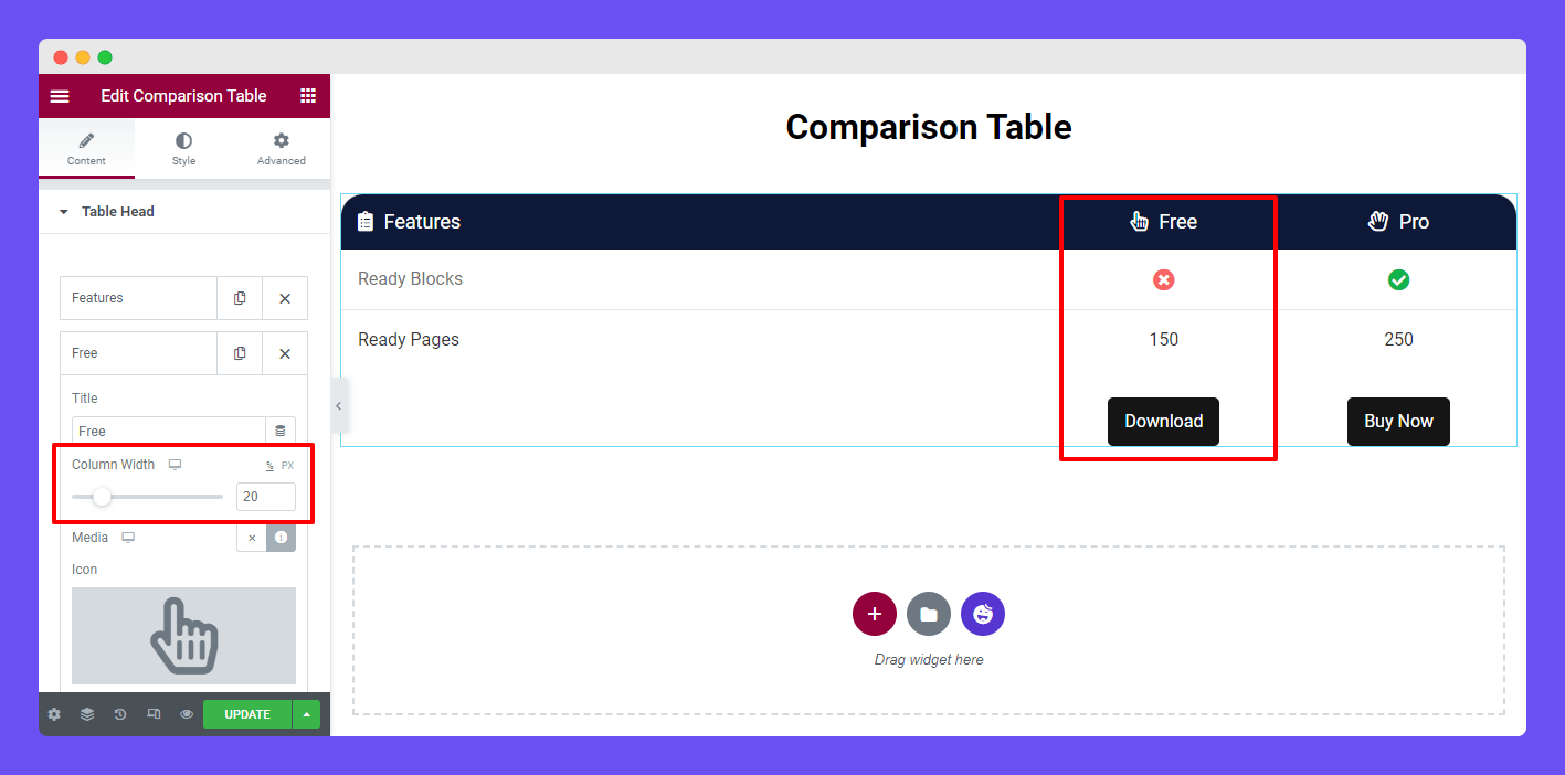 Set Column Width