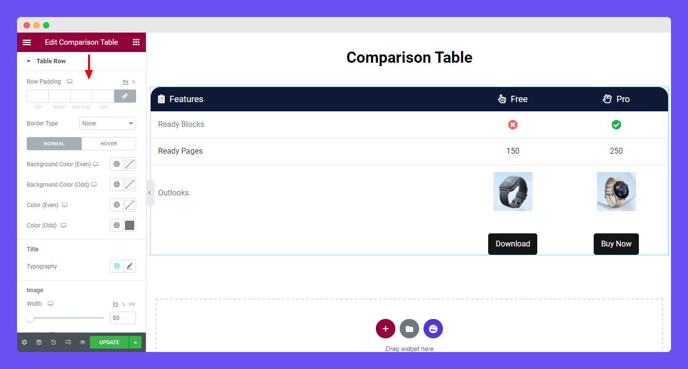 Style Table Row