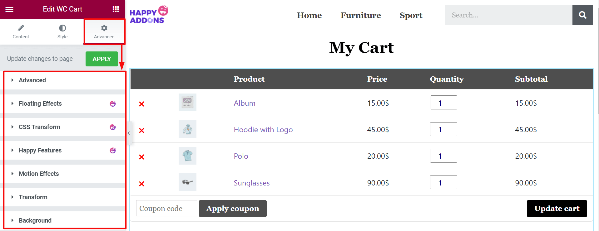 Advanced Option of WC Cart Widget