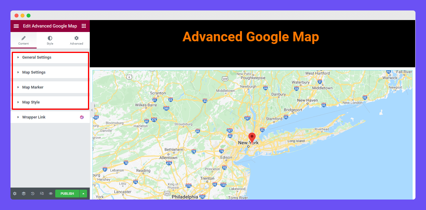 Conetnt Advamced Google Map Widget