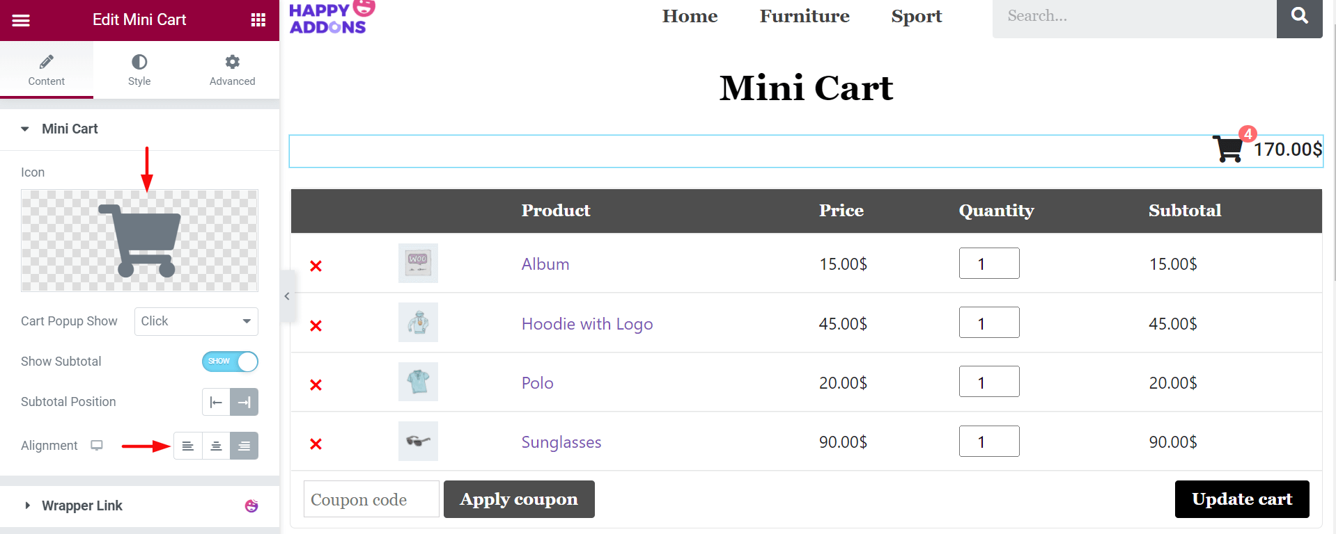 Change Logo of Mini Cart Widget