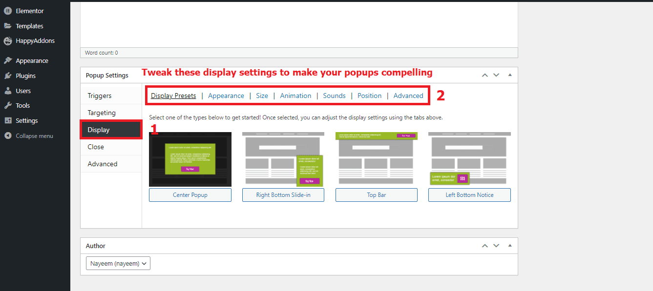 Tweak display settings to make your popups compelling