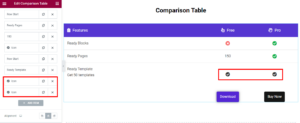 How to Create Comparison Table with Elementor Comparison Table Widget