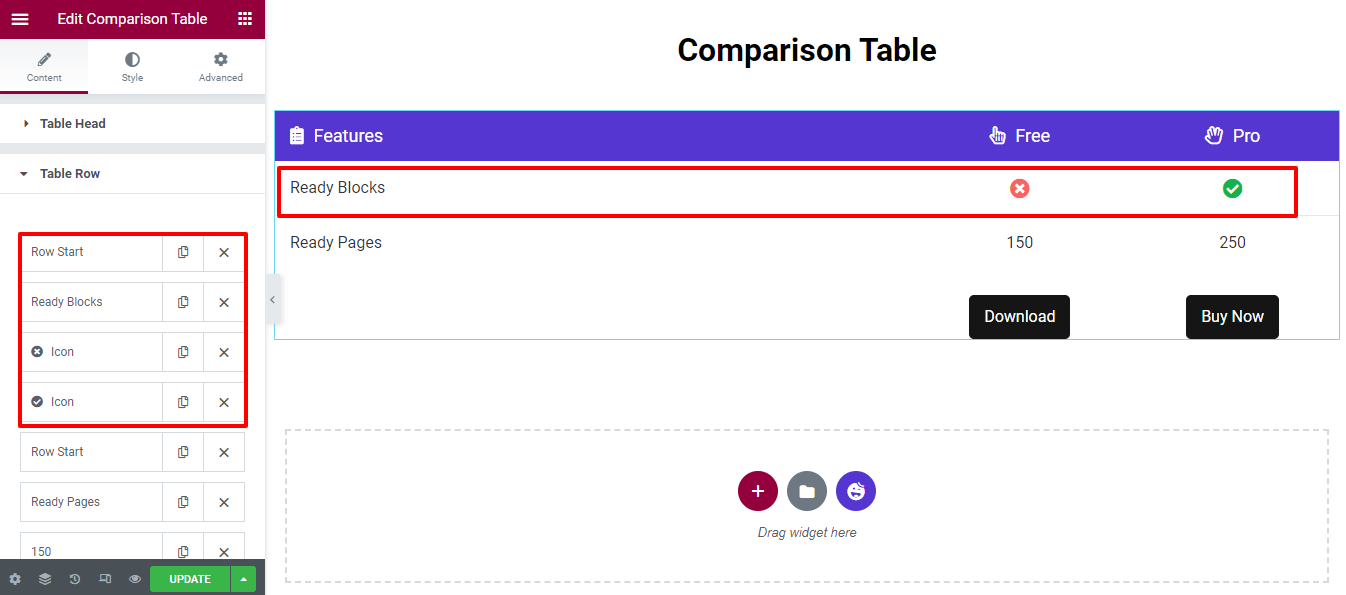 Content Table Row