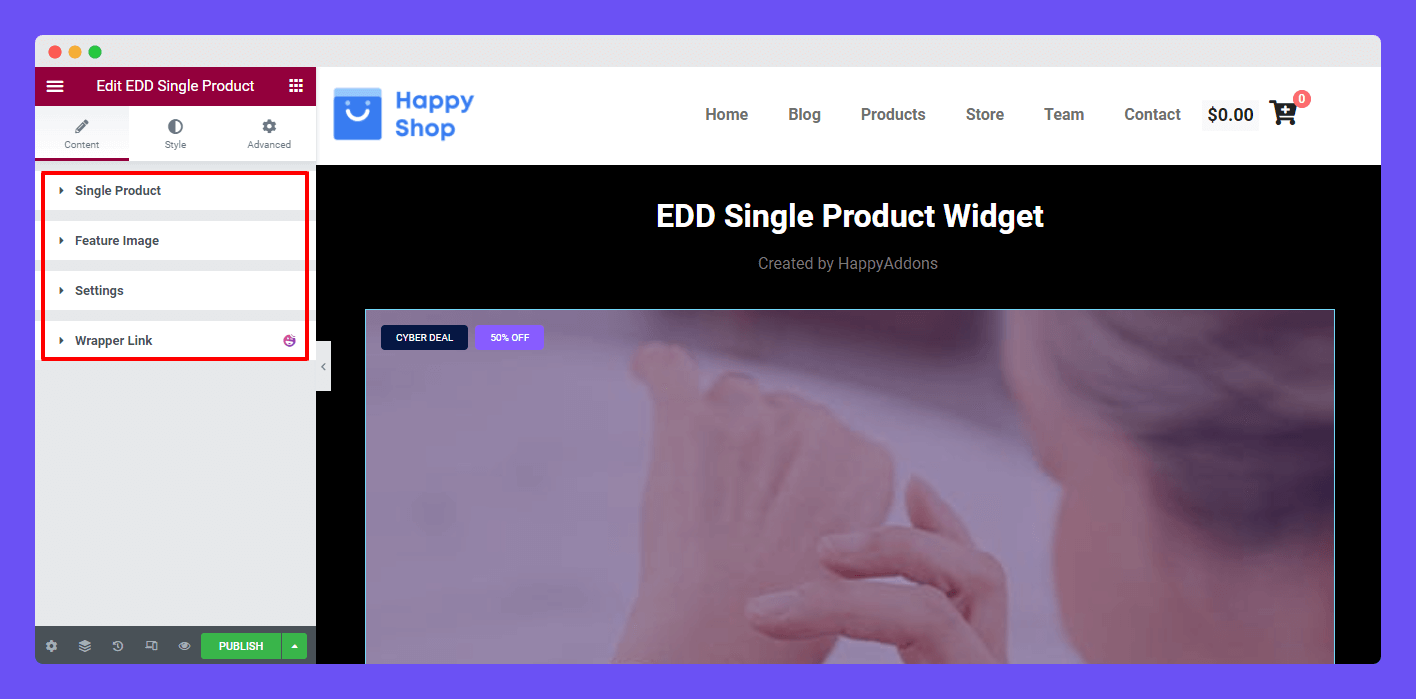 Content of EDD Single Product