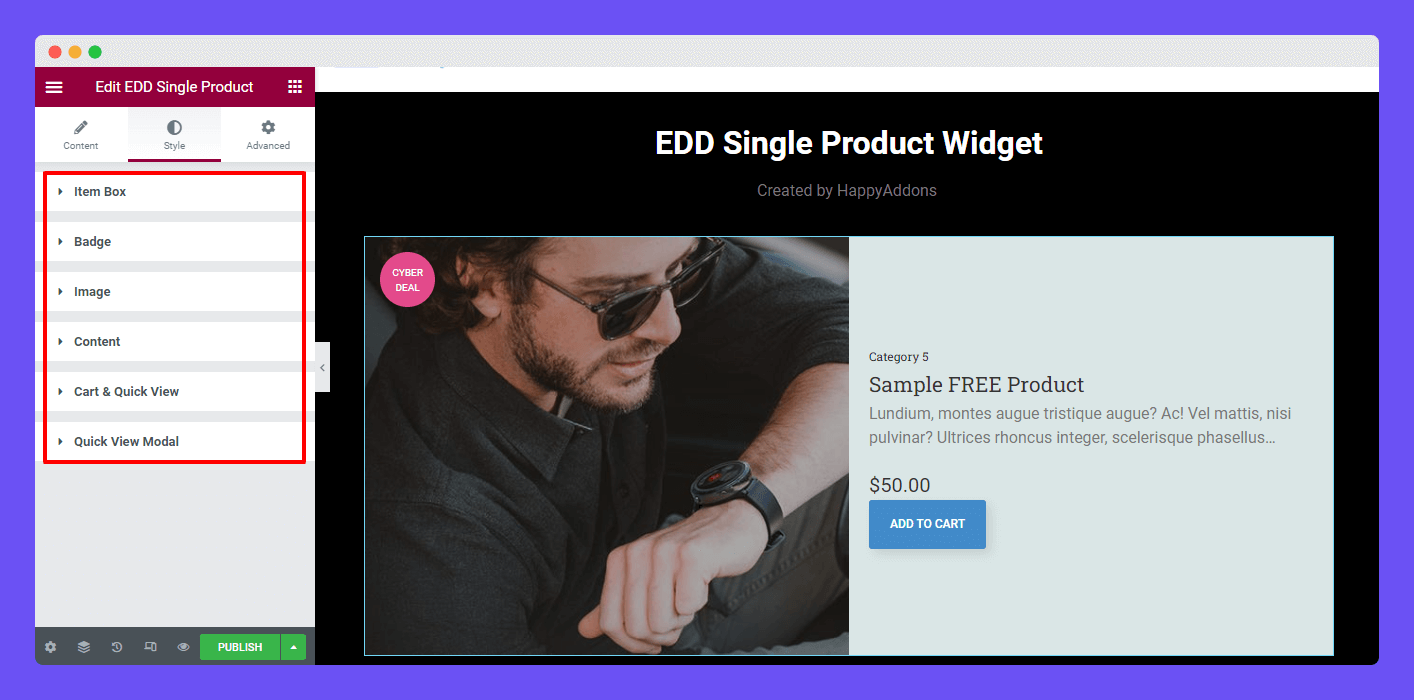 Style Options of EDD Single Product Widget