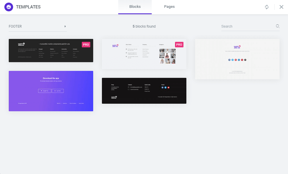 Happy Addons Free Footer Blocks