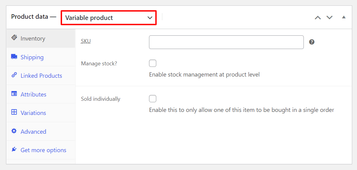 WooCommerce Variable Product Type