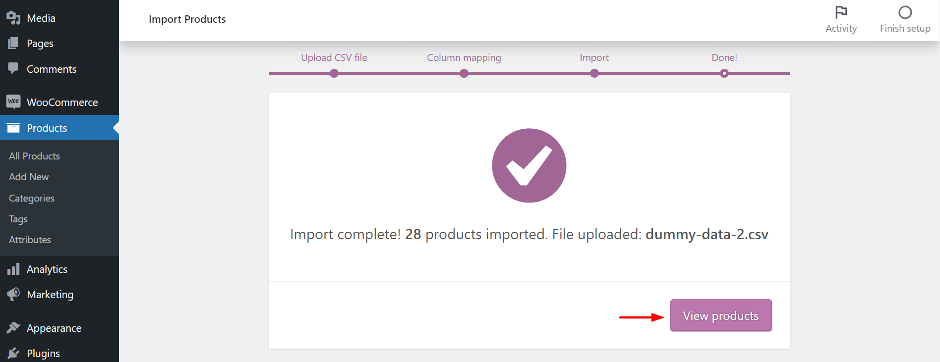 Import WooCommerce dummy products