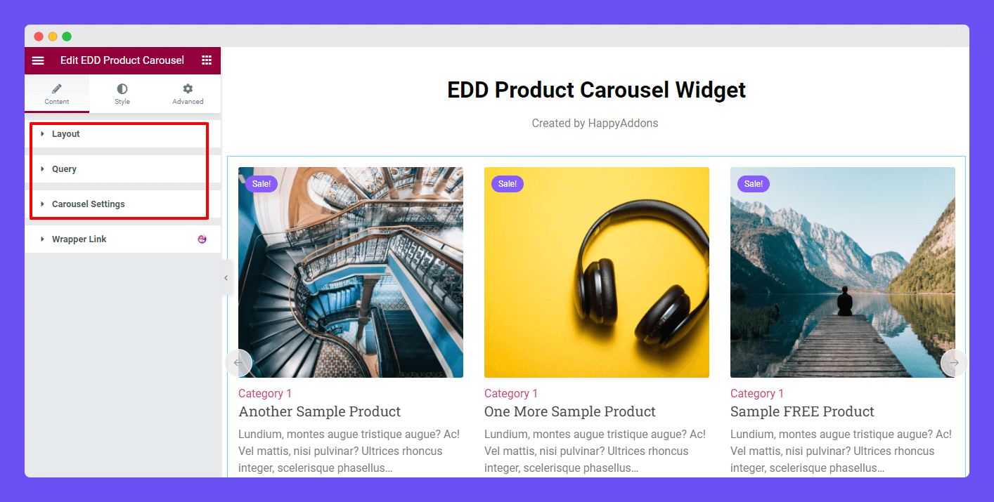 Content of EDD Product Carousel Widget