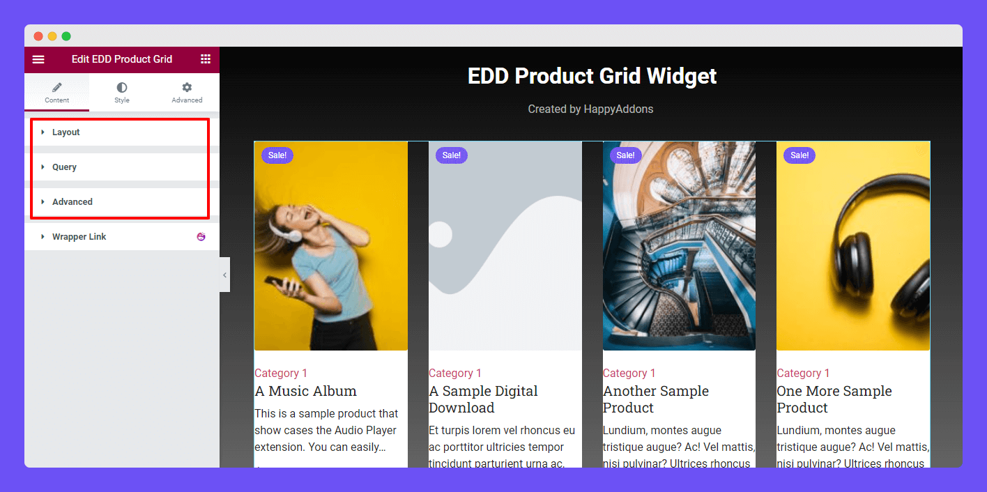 Content of EDD Product Grid Widget