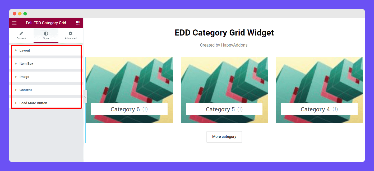 Style EDD Category Grid