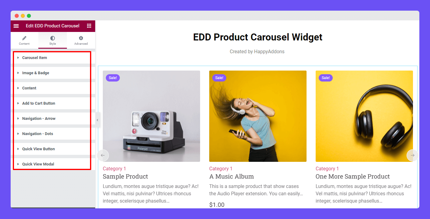 Style Of EDD Product Carousel