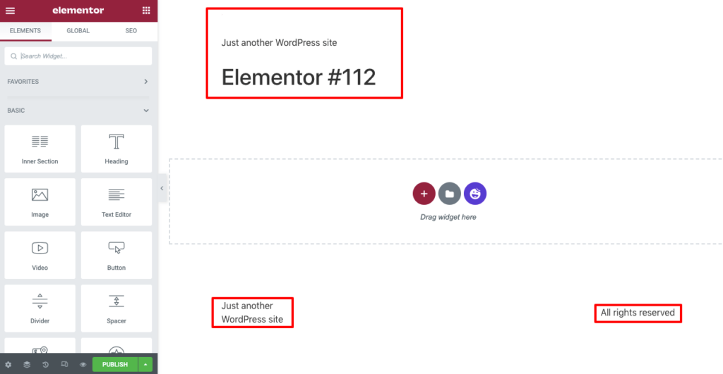 create one page website elementor