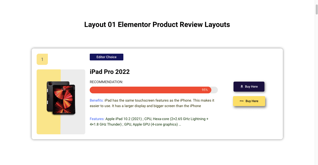 Product Review Layout For Featured Product Section