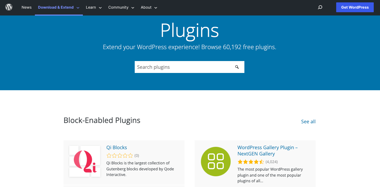 Find plugins from WordPress.org