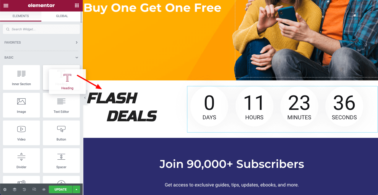 Create Flash Deal Section on Cyber Monday Landing Page