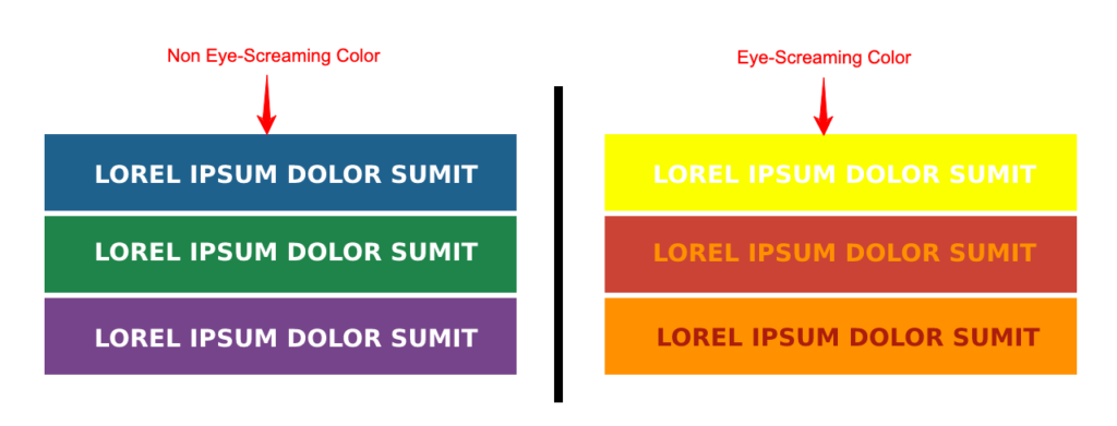 Eye screaming color example in web design
