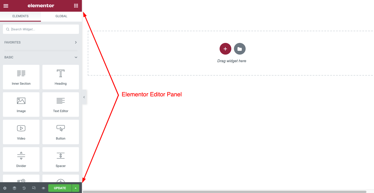 Elementor Editor Panel