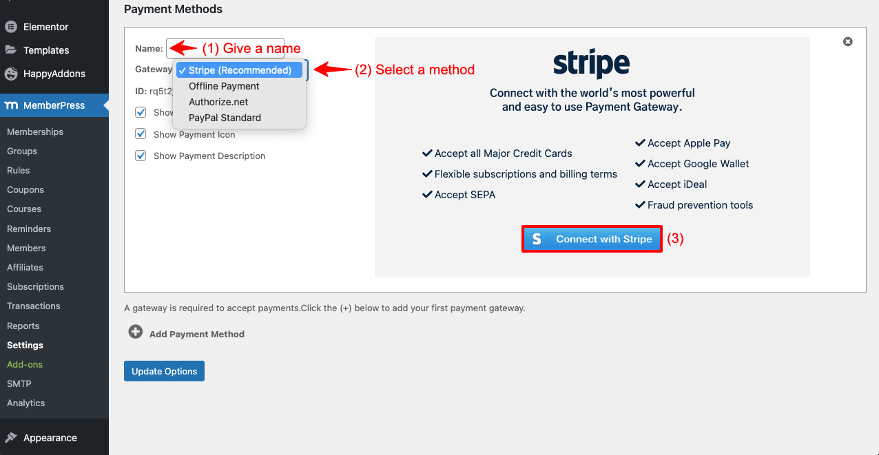 Add Stripe to MemberPress