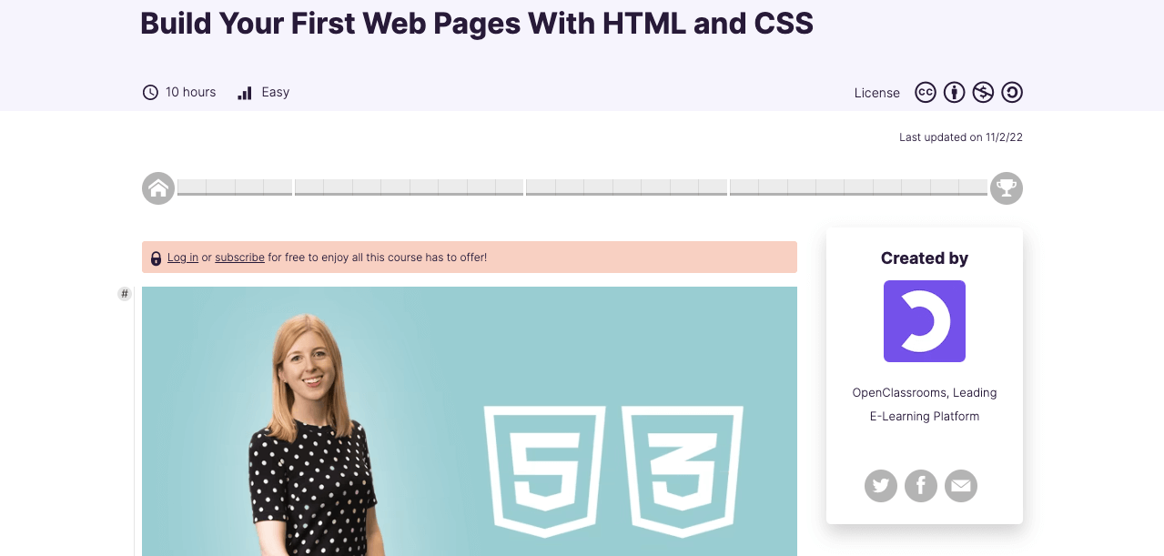 Build Your First Web Pages with HTML and CSS by OpenClass Room