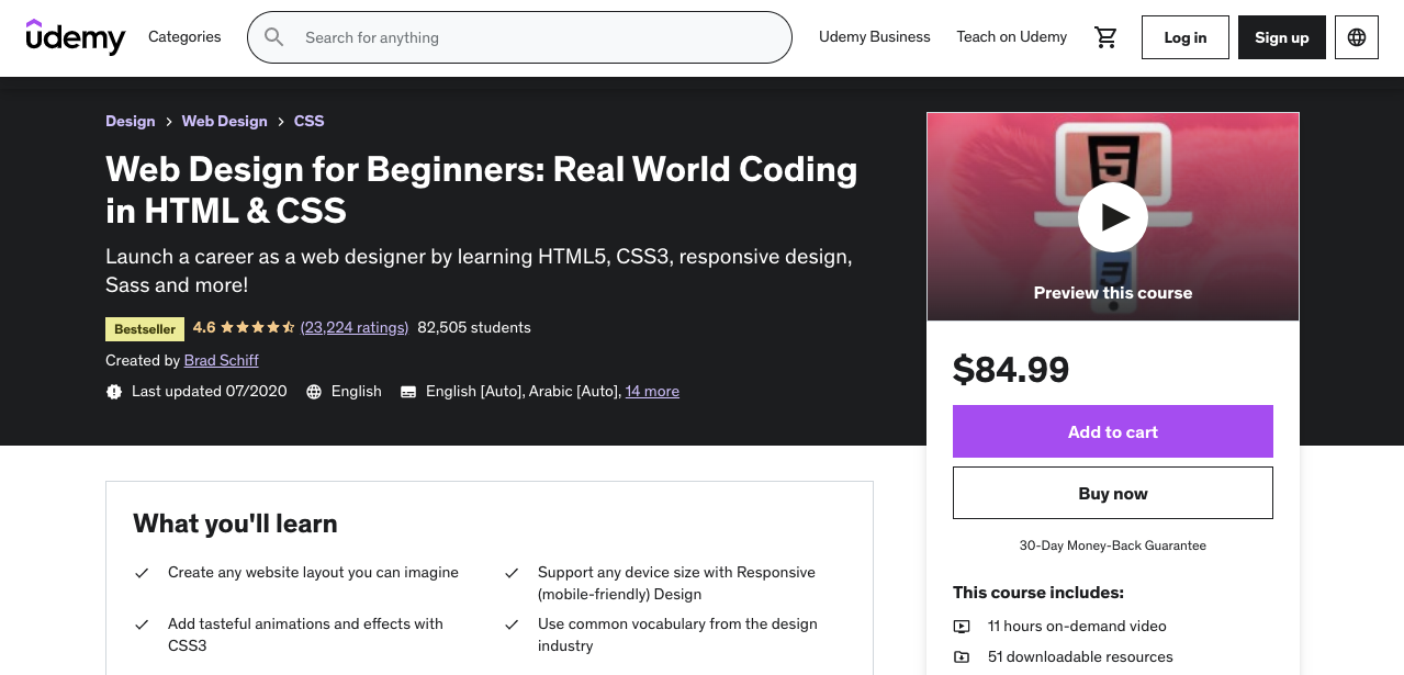 Web Design for Beginners- Real World Coding in HTML & CSS of Udemy