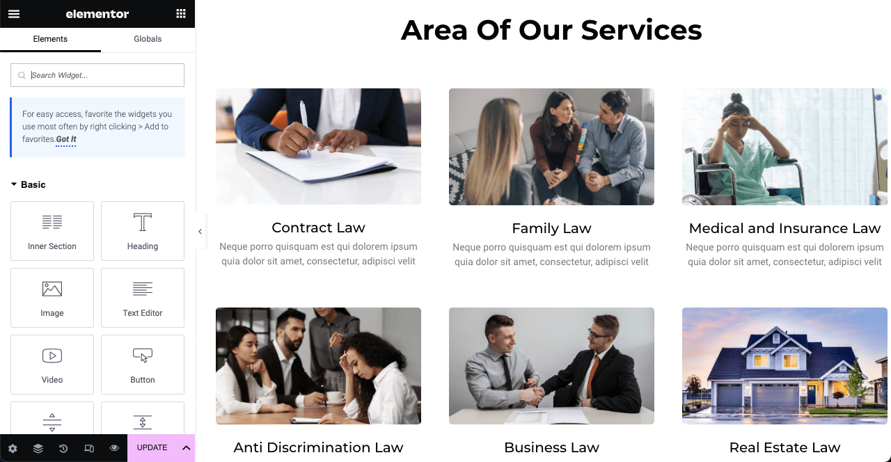 Edit the service section