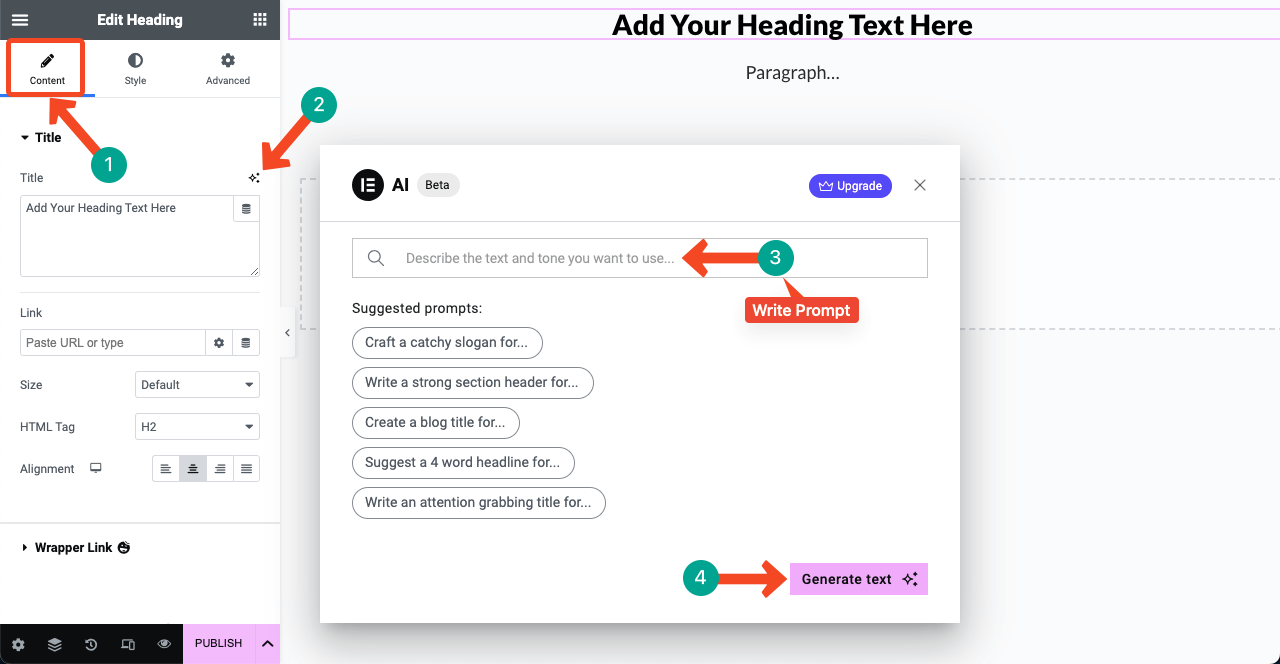 How to Generate Text and Paragraphs with Elementor AI