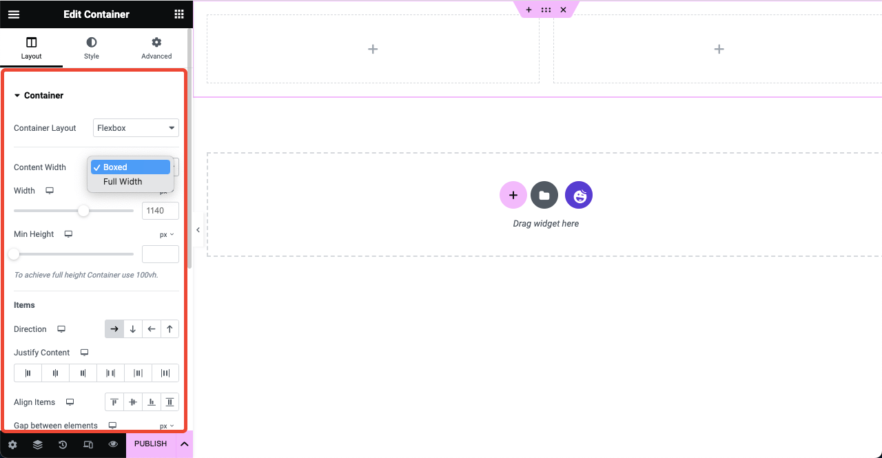 自定义 Elementor Flexbox 容器